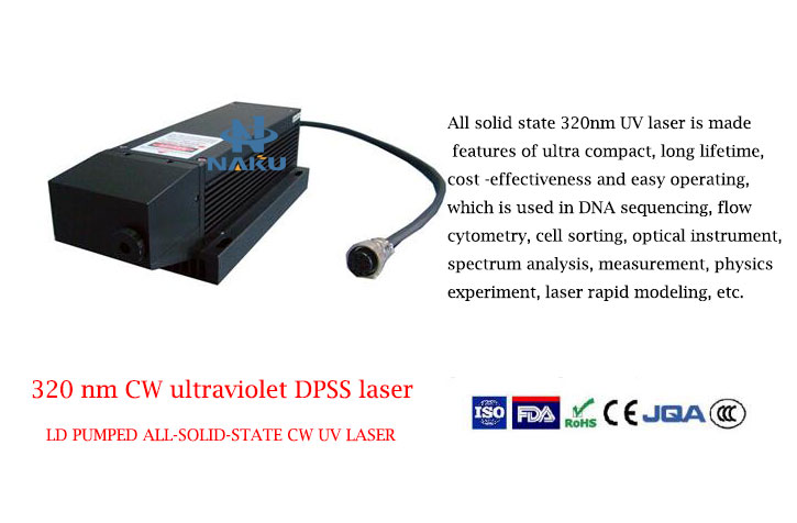 Best Reliability And Lifetime 320nm CW Ultraviolet DPSS Laser 1-20mW